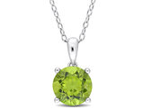 2.00 Carat (ctw) Peridot Solitaire Pendant Necklace in Sterling Silver with Chain