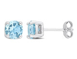 2.00 Carat (ctw) Blue Topaz Solitaire Stud Earrings in Sterling Silver (6mm)