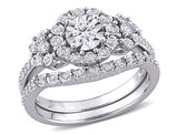 1/2 Carat (ctw) Diamond Engagement Bridal Ring & Wedding Band Set in Sterling Silver