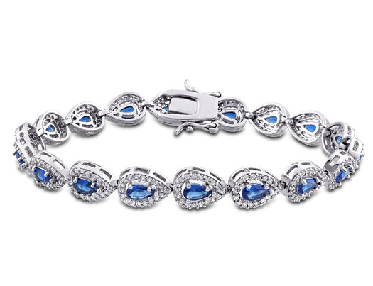 9 1/2 Carat (ctw) Lab-Created Blue and White Sapphire Tennis Bracelet in Sterling Silver