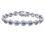9 1/2 Carat (ctw) Lab-Created Blue and White Sapphire Tennis Bracelet in Sterling Silver