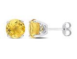 3.70 Carat (ctw) Citrine Solitaire Stud Earrings in Sterling Silver