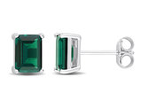 1.80 Carat (ctw) Lab-Created Emerald Octagon Solitaire Stud Earrings in Sterling Silver