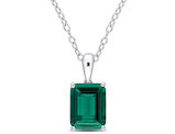 2.30 Carat (ctw) Lab-Created Emerald Octagon Pendant Necklace in Sterling Silver with Chain