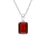 2.50 Carat (ctw) Garnet Octagon Pendant Necklace in Sterling Silver with Chain