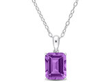 2.20 Carat (ctw) Amethyst Octagon Pendant Necklace in Sterling Silver with Chain