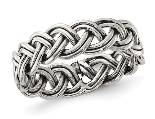 Polished Sterling Silver Braided Band (6mm)