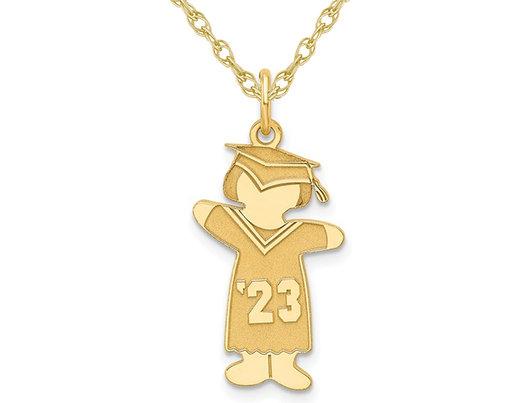 Class of 2023 Girl Cuddle Charm Pendant Necklace in Yellow Plater Sterling Silver with Chain
