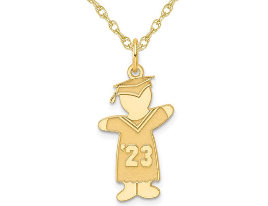 Class of 2023 Boy Cuddle Charm Pendant Necklace in Yellow Plater Sterling Silver with Chain