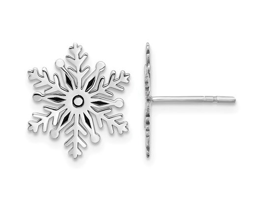 Sterling Silver Enamel Snowflake Post Earrings