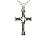 Sterling Silver Antiqued Cross Pendant Necklace with Chain