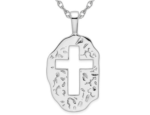 Sterling Silver Cut-Out Reversible Cross Pendant Necklace with Chain