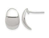 Polished Sterling Silver C-Shape Button Post Earrings