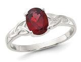 2/3 Carat (ctw) Oval-Cut Garnet Ring in Sterling Silver