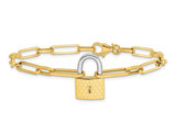 14K Yellow Gold Lock Charm Link Bracelet (7.50 inches) 