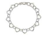 Sterling Silver Polished Heart Link Bracelet (7.00 Inches)