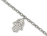Stainless Steel Hamsa Charm Link Bracelet (7 Inches)