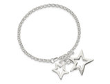 Sterling Silver Fancy Stars Charm Toggle Bracelet (7 inches)