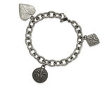 Black Titanium Etched Charm Bracelet (8.0 Inches)