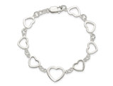 Sterling Silver Polished Heart Link Bracelet (7.50 Inches)
