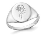 Sterling Silver Polished Rose Signet Ring