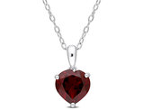 1.95 Carat (ctw) Garnet Heart Pendant Necklace in Sterling Silver with Chain