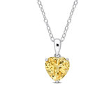 1.64 Carat (ctw) Citrine Heart Solitaire Pendant Necklace in Sterling Silver with Chain
