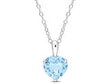 2.00 Carat (ctw) Blue Topaz Heart Solitaire Pendant Necklace in Sterling Silver with Chain