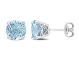 4.70 Carat (ctw) Blue Topaz Solitaire Stud Earrings in Sterling Silver (6mm)