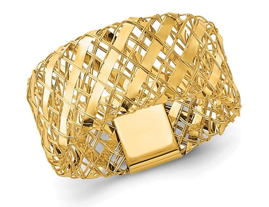 14K Yellow Gold Woven Stretch Ring