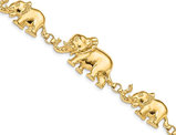 14K Yellow Gold Graduated Elephant Charm Bracelet (7.00 inches) 