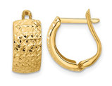 Diamond Cut Omega Hoop Earrings in 14K Yellow Gold