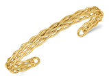 14K Yellow Gold Braided Woven Bracelet Cuff Bangle
