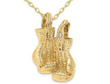 14K Yellow Gold Boxing Gloves Charm Pendant Necklace with Chain