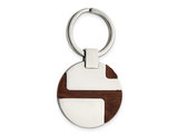 Stainless Steel Polished Wood Inlay Key Ring Chain