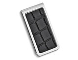 Black Texture Faux Leather Silver-tone Money Clip