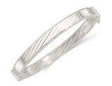 Sterling Silver striped Hinged Bangle Bracelet  (7.0mm)