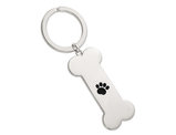 Sterling Silver Dog Bone with Enamel Paw Print Key Chain