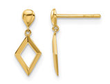 14K Yellow Gold Polished Diamond Shape Dangle Earrings