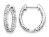 3/5 Carat (ctw) Diamond in-Out Hoop Earrings in 10K White Gold