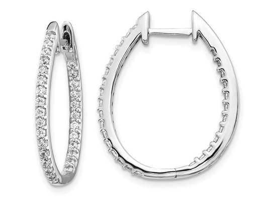 3/4 Carat (ctw) Diamond in-Out Hoop Earrings in 14K White Gold