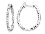 3/4 Carat (ctw) Diamond in-Out Hoop Earrings in 14K White Gold