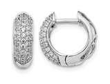 3/4 Carat (ctw) Diamond Huggie Hoop Earrings in 14K White Gold