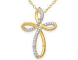1/7 Carat (ctw) Diamond Cross Pendant Necklace in 10K Yellow Gold with Chain