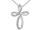 1/7 Carat (ctw) Diamond Cross Pendant Necklace in 10K White Gold with Chain