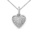 1/10 Carat (ctw) Diamond Cluster Heart Pendant Necklace in 10K White Gold with Chain