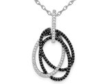 1/3 Carat (ctw) Black & White Multi-Circle Diamond Pendant Necklace in 14K White Gold  with Chain