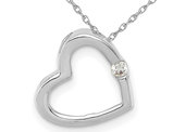 10K White Gold Heart Pendant Necklace with Chain and Diamond Accent