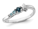 1/5 Carat (ctw) London Blue Topaz Star Ring Band in Sterling Silver