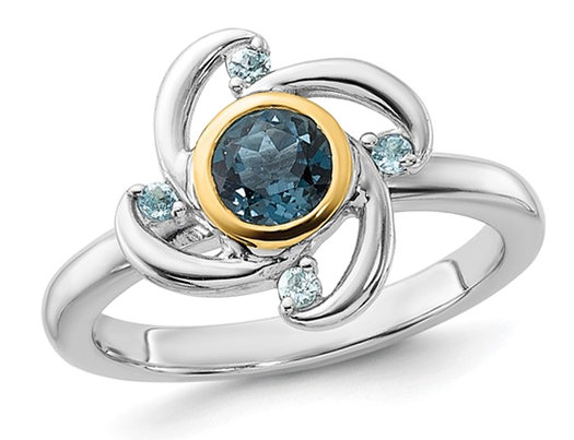 3/4 Carat (ctw) London Blue Topaz Swirl Ring in Sterling Silver